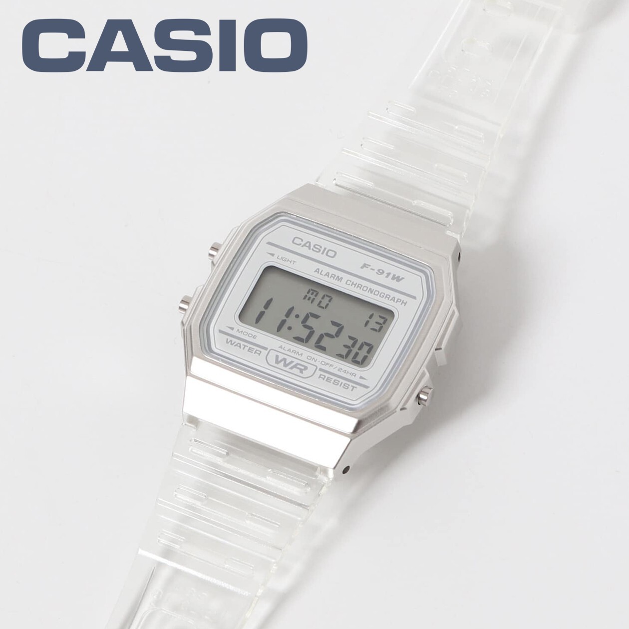 CASIO F-91WS-7JH Transparent Band Classic Digital Watch