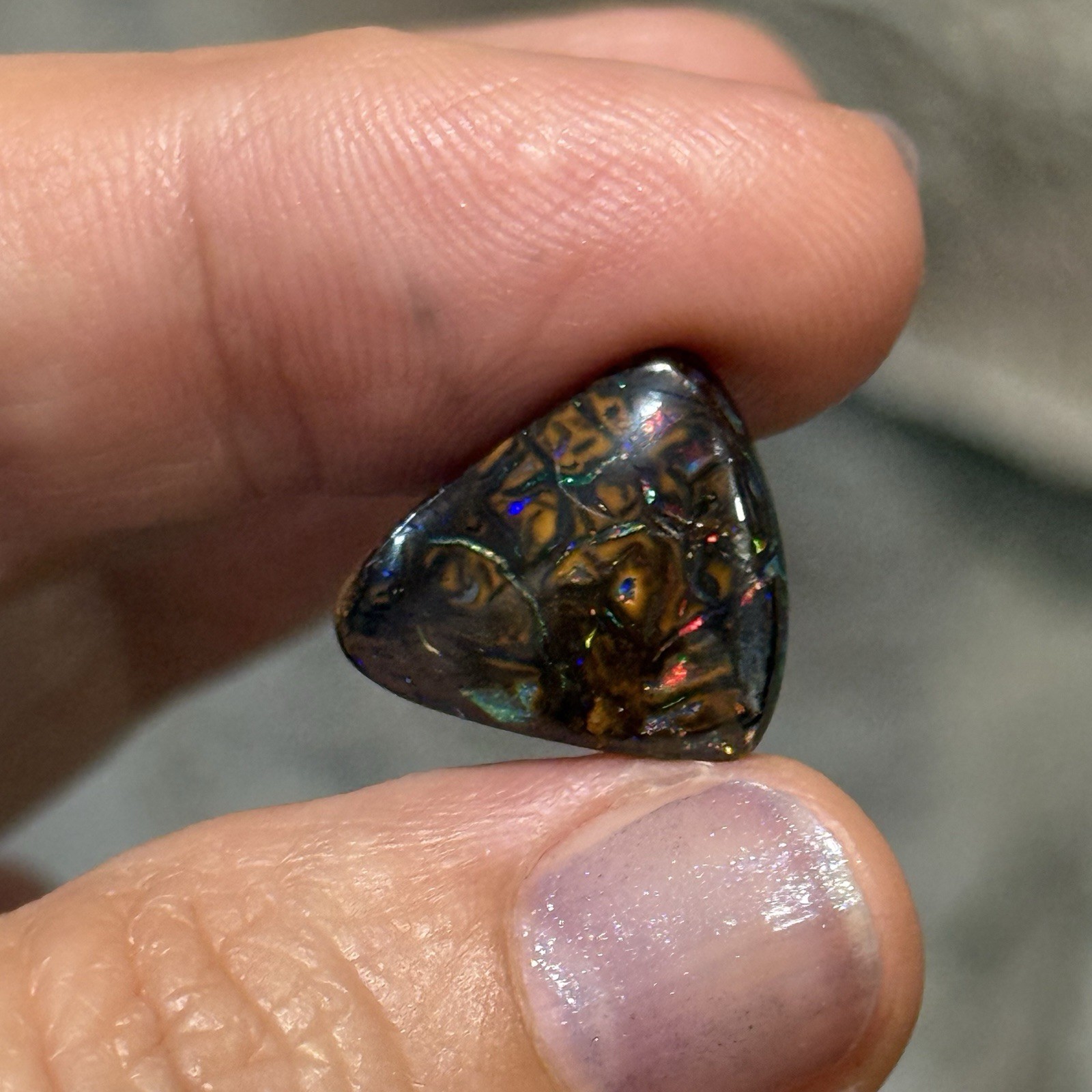 10.2ct 15.6×14.5×5.2mm Colorful Australian Koroit Boulder Opal Cabochon Gem