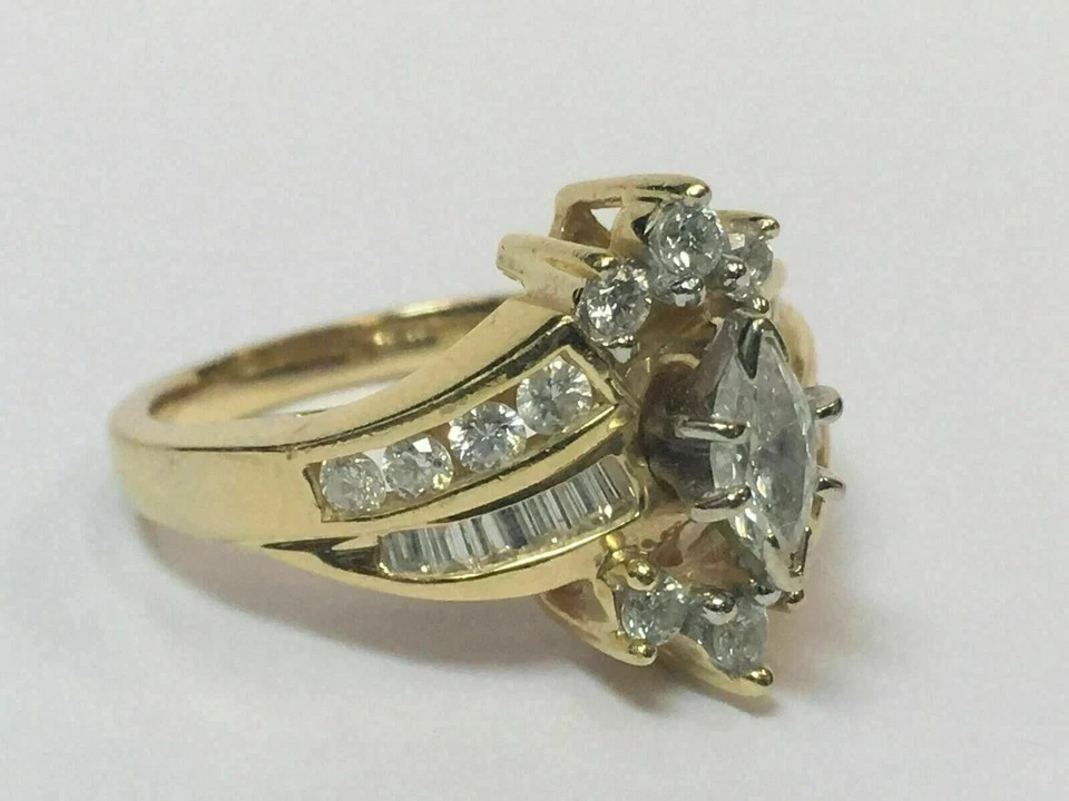 2Ct Marquise Cut Simulated Diamond Cluster Wedding Ring 14K Yellow Gold Plated