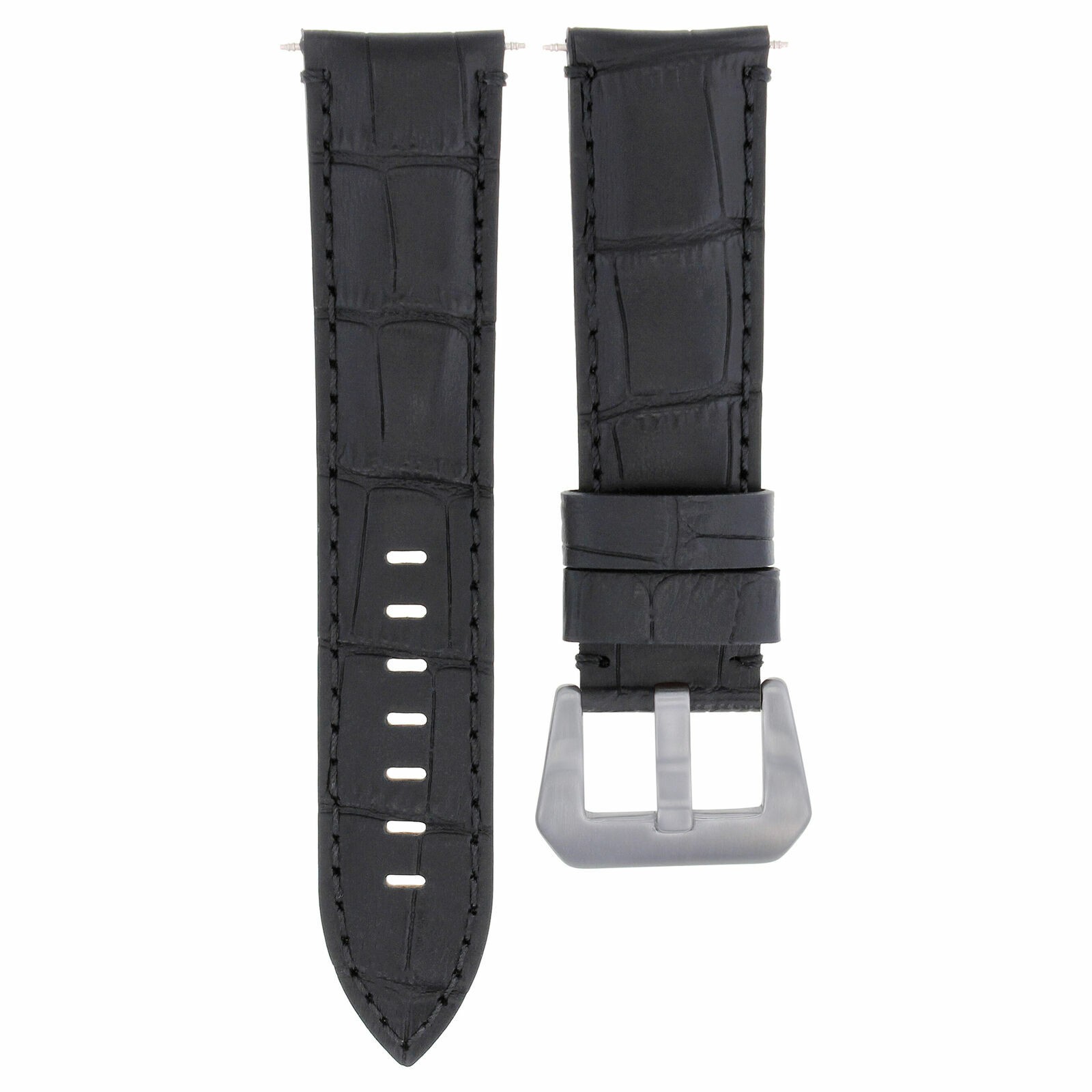 24mm Black Leather Replacement Watch Strap For Anonimo Militare
