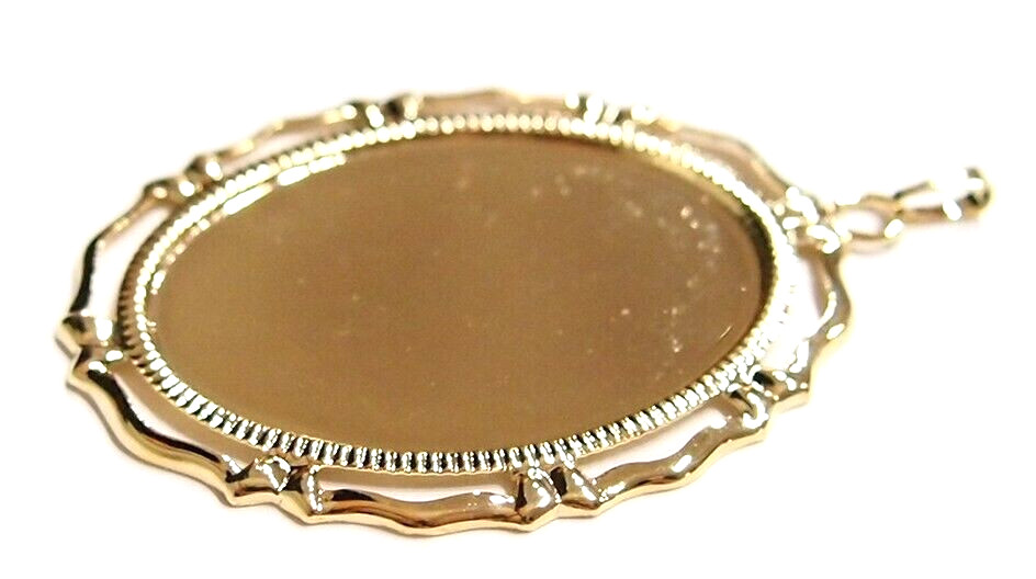 8 Shiny Gold 25x18mm Victorian Art Deco Big Loop Pendant Settings 42x26mm