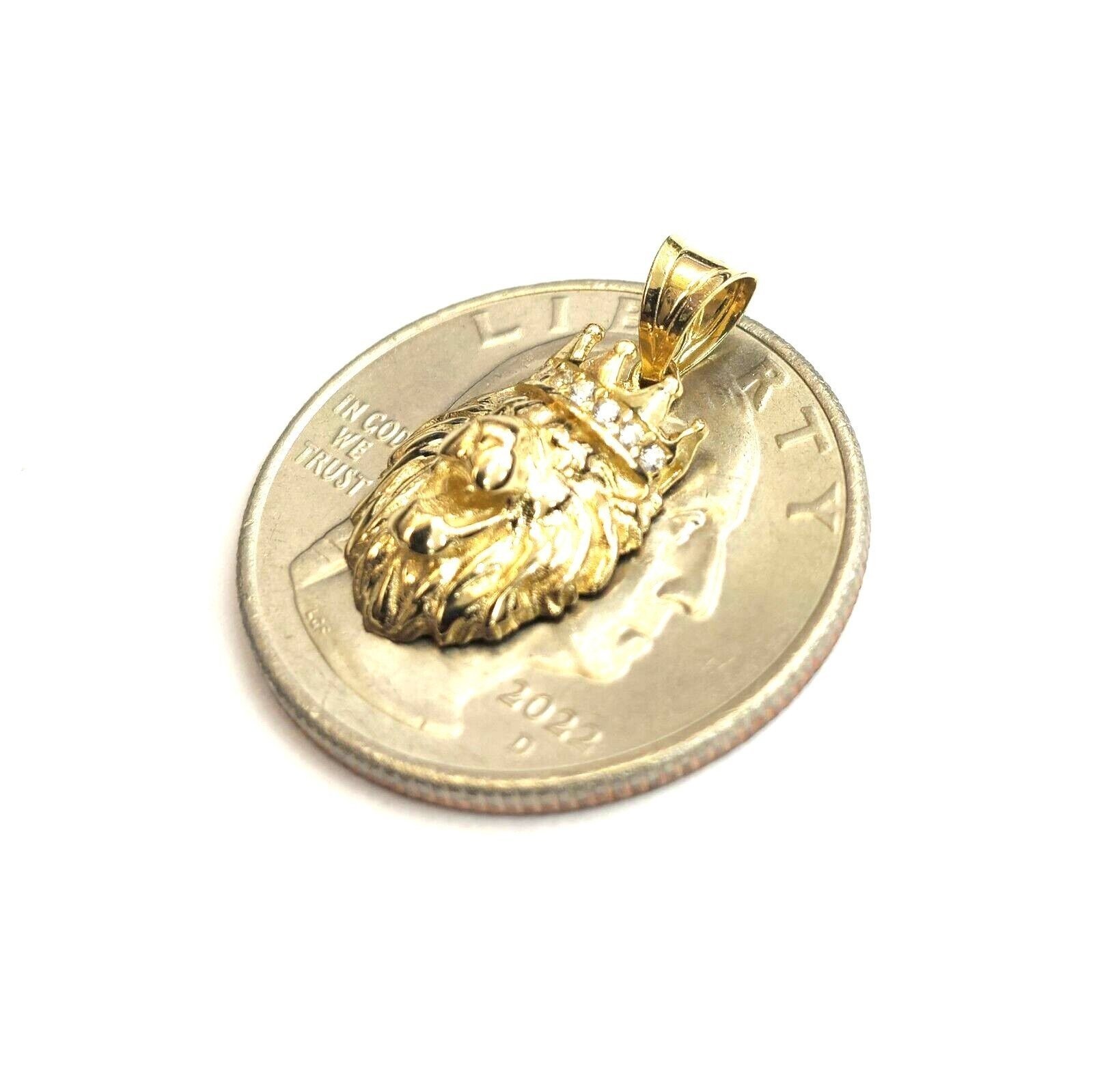 New Real 14k yellow Gold tiny lion head face crown Leo zodiac Pendant charm 1.5g