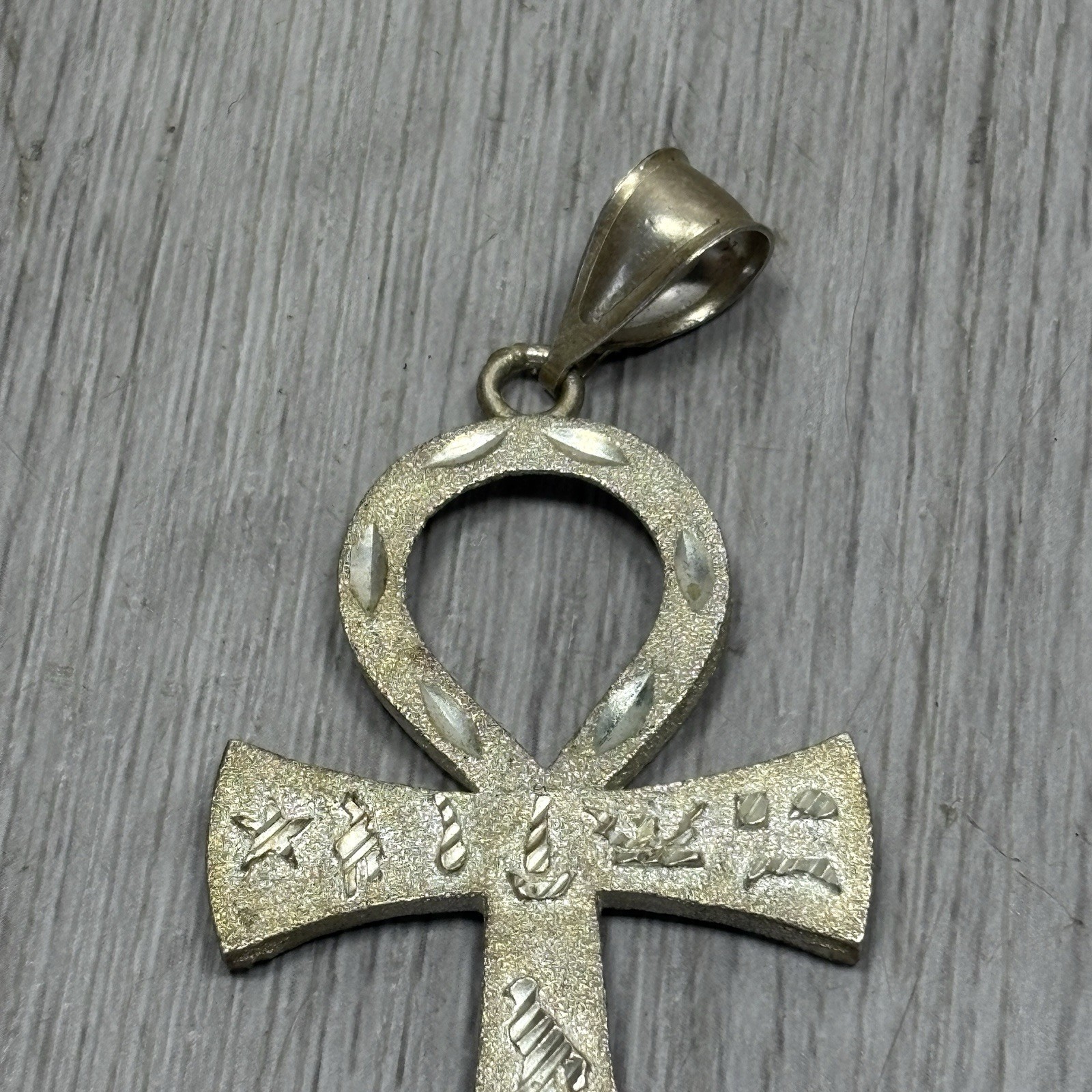 Vintage 925 Sterling Silver Egyptian Ankh Cross Pendant 2.5 Inches 10 Grams