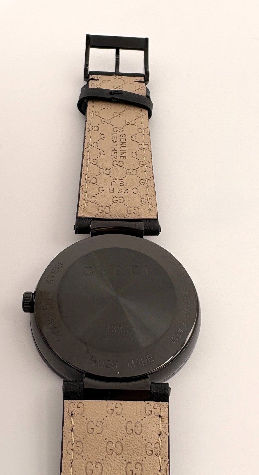 Gucci YA133206 Men’s Interlocking Black Leather Strap with Red and Green 42mm