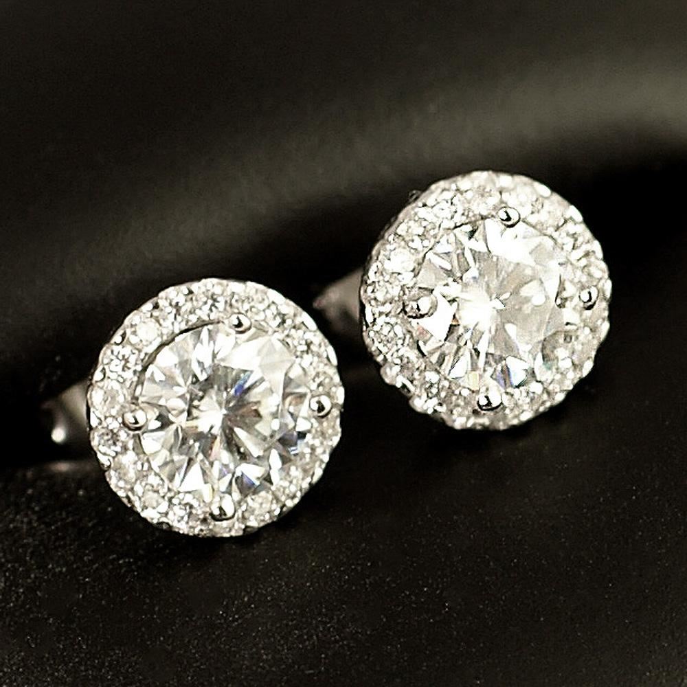4.36 Carat Certified VVS1 Moissanite Halo Earrings 925 Silver
