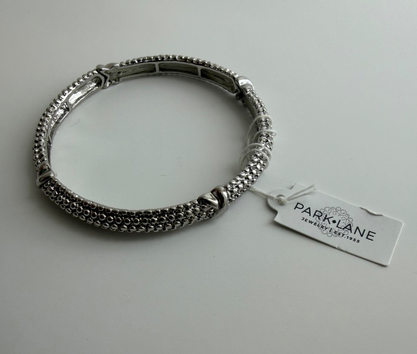 Park Lane Jewelry ~ RICA ~ Silver Tone Bangle Bracelet ~ Stretch To Fit ~ NWT