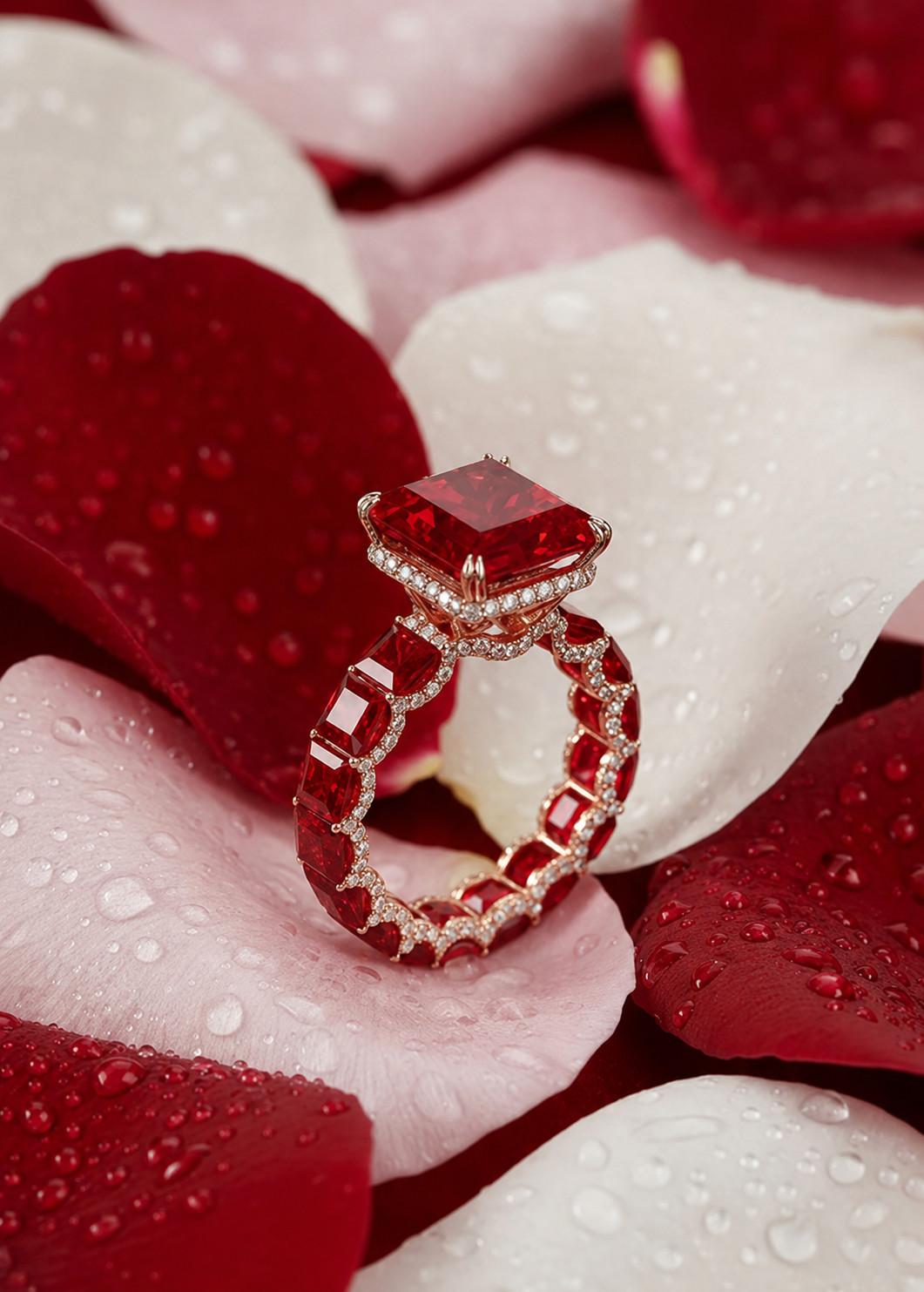 3.90 Ct Natural Ruby & Diamond Wedding Gift Ring 14K Rose Gold 7( Import Free)