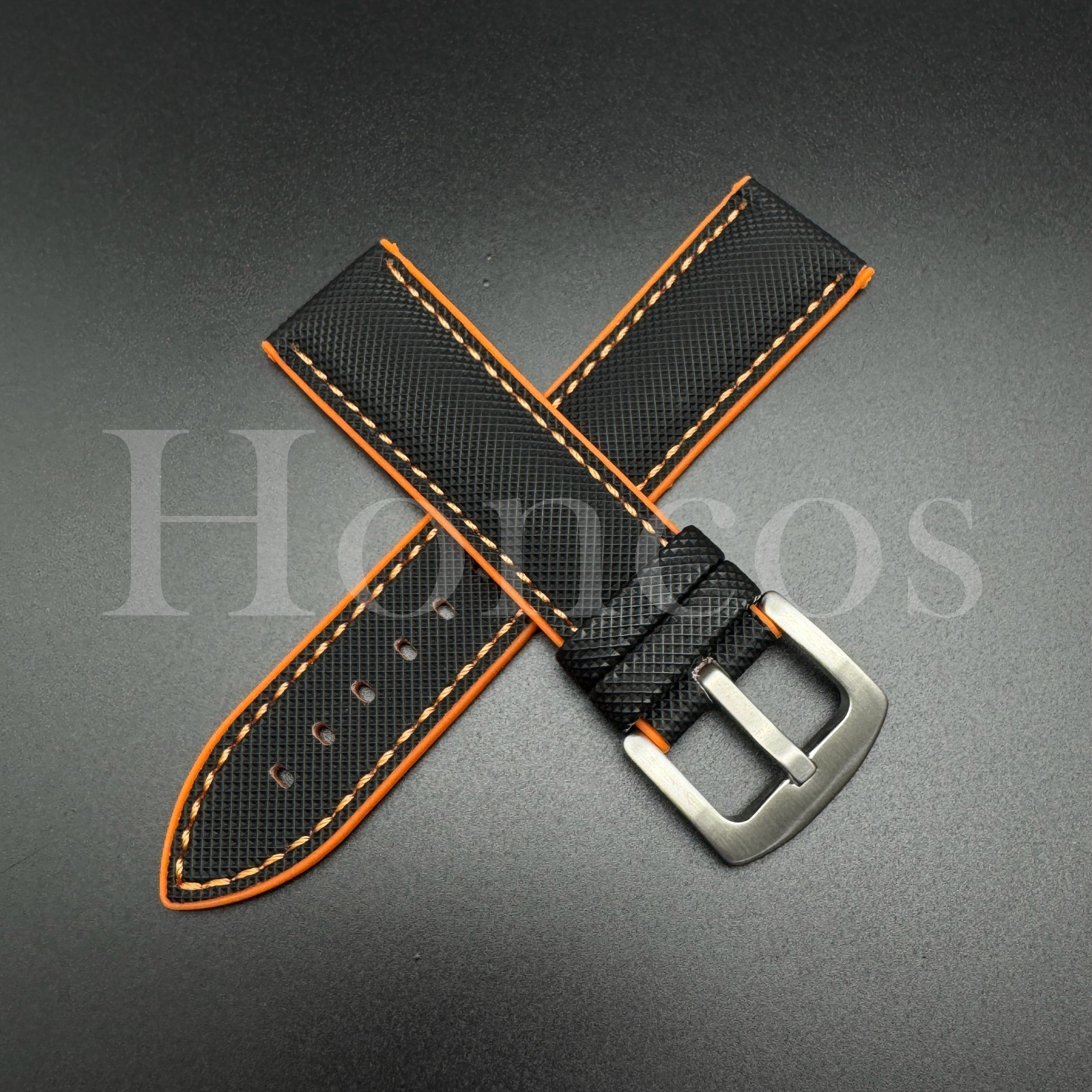 20 22 MM BK/ORG Hybrid Nylon Rubber Strap Watch Band Buckle fits for Tissot USA