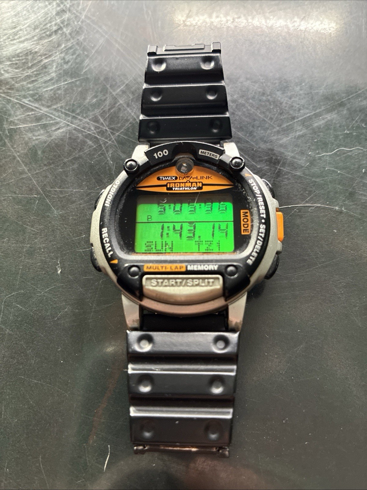 1998 Vintage Timex Data Link Ironman Triathlon Digi Watch Multi Lap New Battery