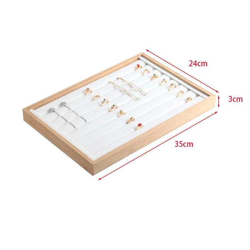 Bamboo Jewelry Ring Organizer Trays Stackable Rings Storage Showcase