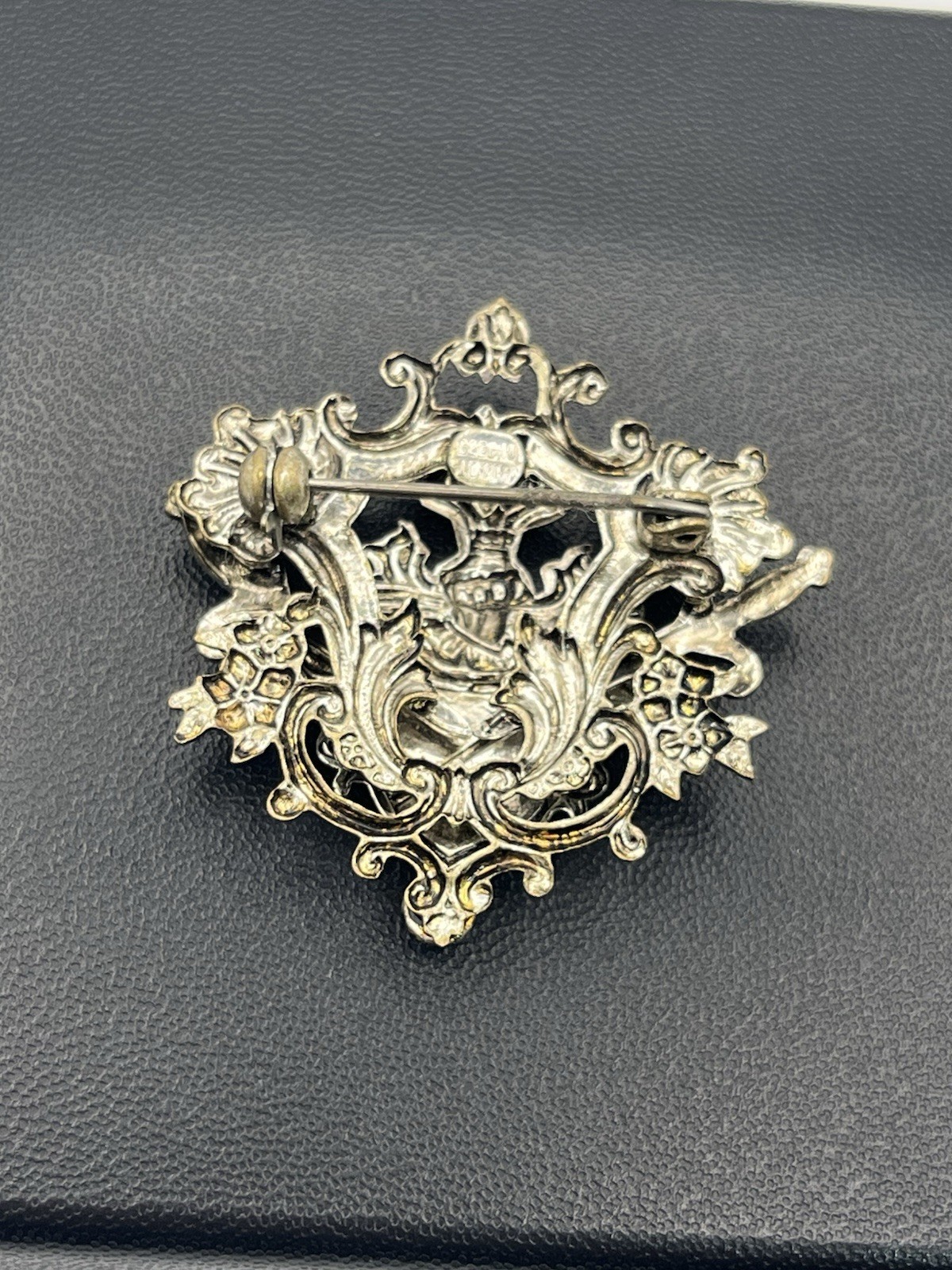 Coat of Arms Family Crest Colored Rhinestone CZECH SLOVAKIA Vintage Brooch pin