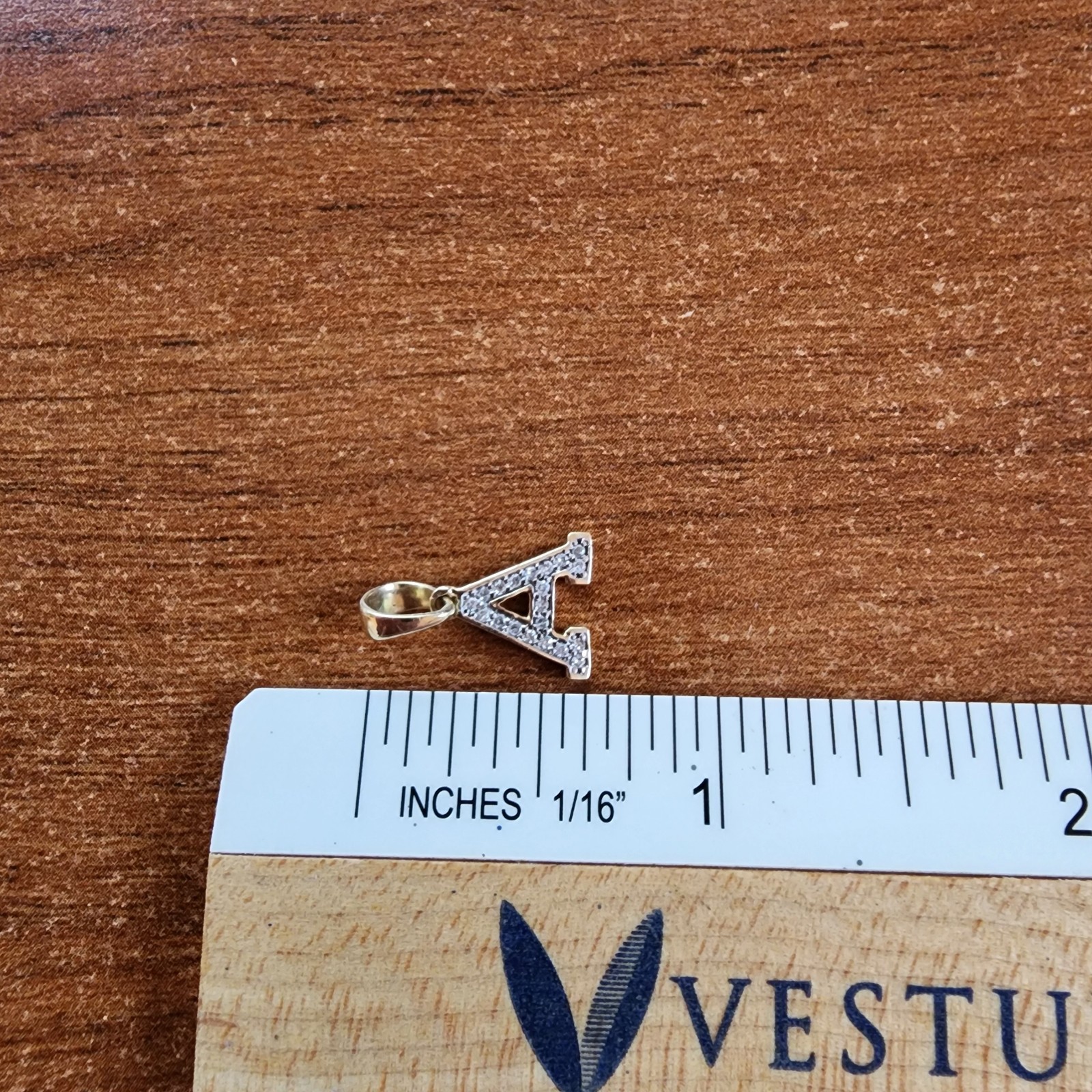 10K Yellow Gold Initial “A” Charm 0.10CTW Diamond Letter Pendant – w/o Chain