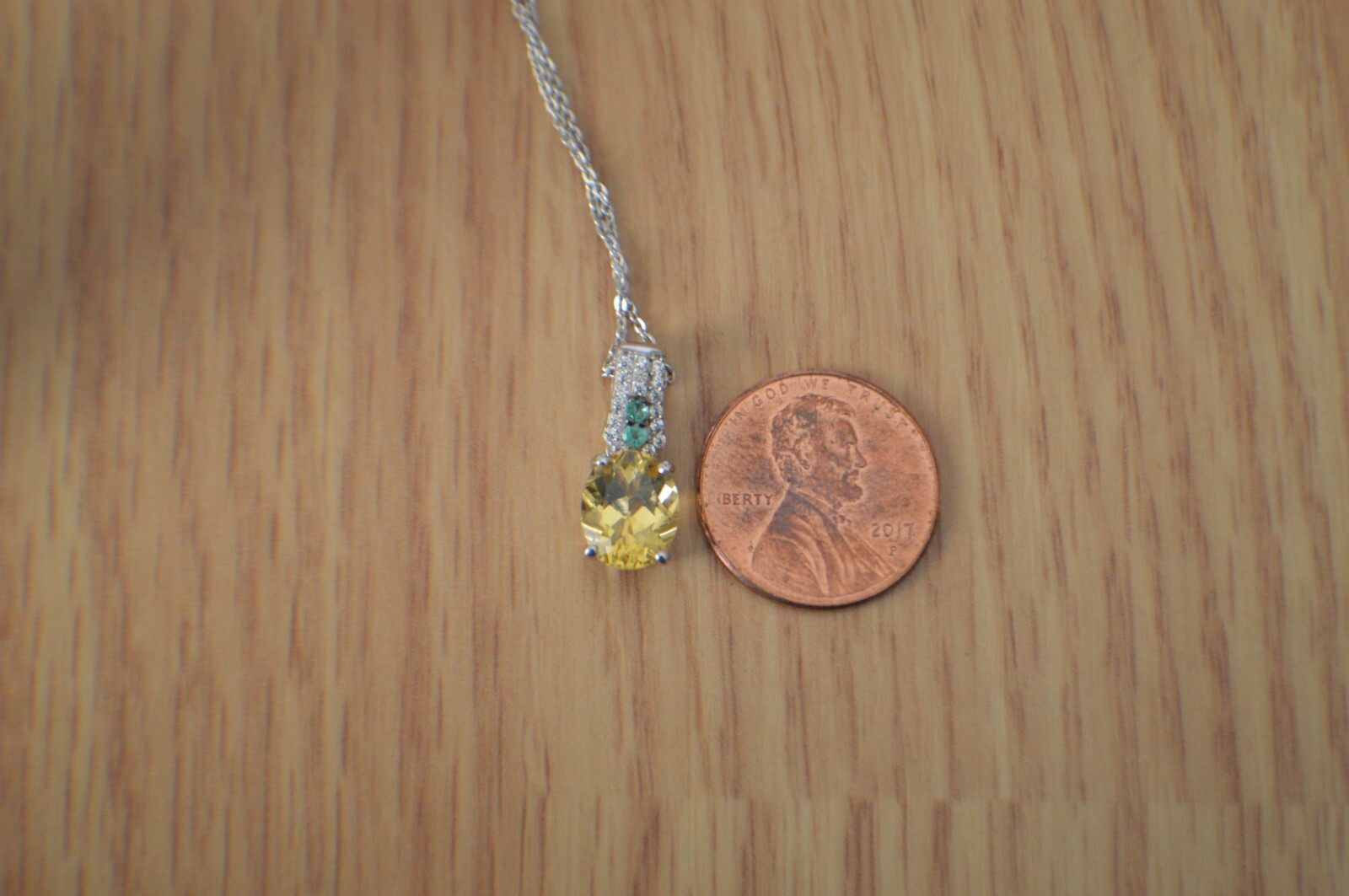 1.90ct AAAA Heliodor / Multi Gem Pendant w/20″ Chain in Rhodium over Fine Silver