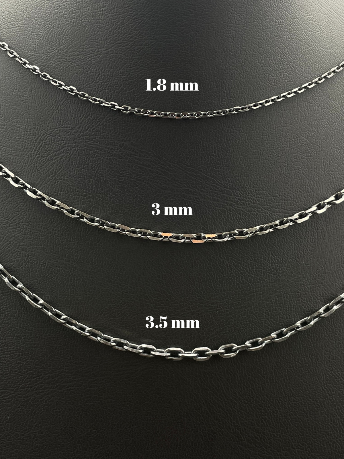 925 Sterling Silver Oxidized Anchor Cable Link Chain Necklace, Black Design Gift