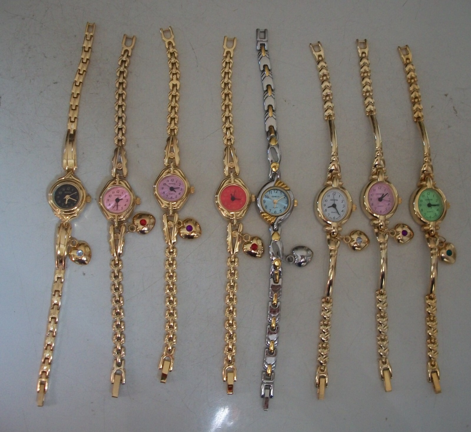 Women’s Number Dial Dangling Heart Color Dial Fashion Fun Watch