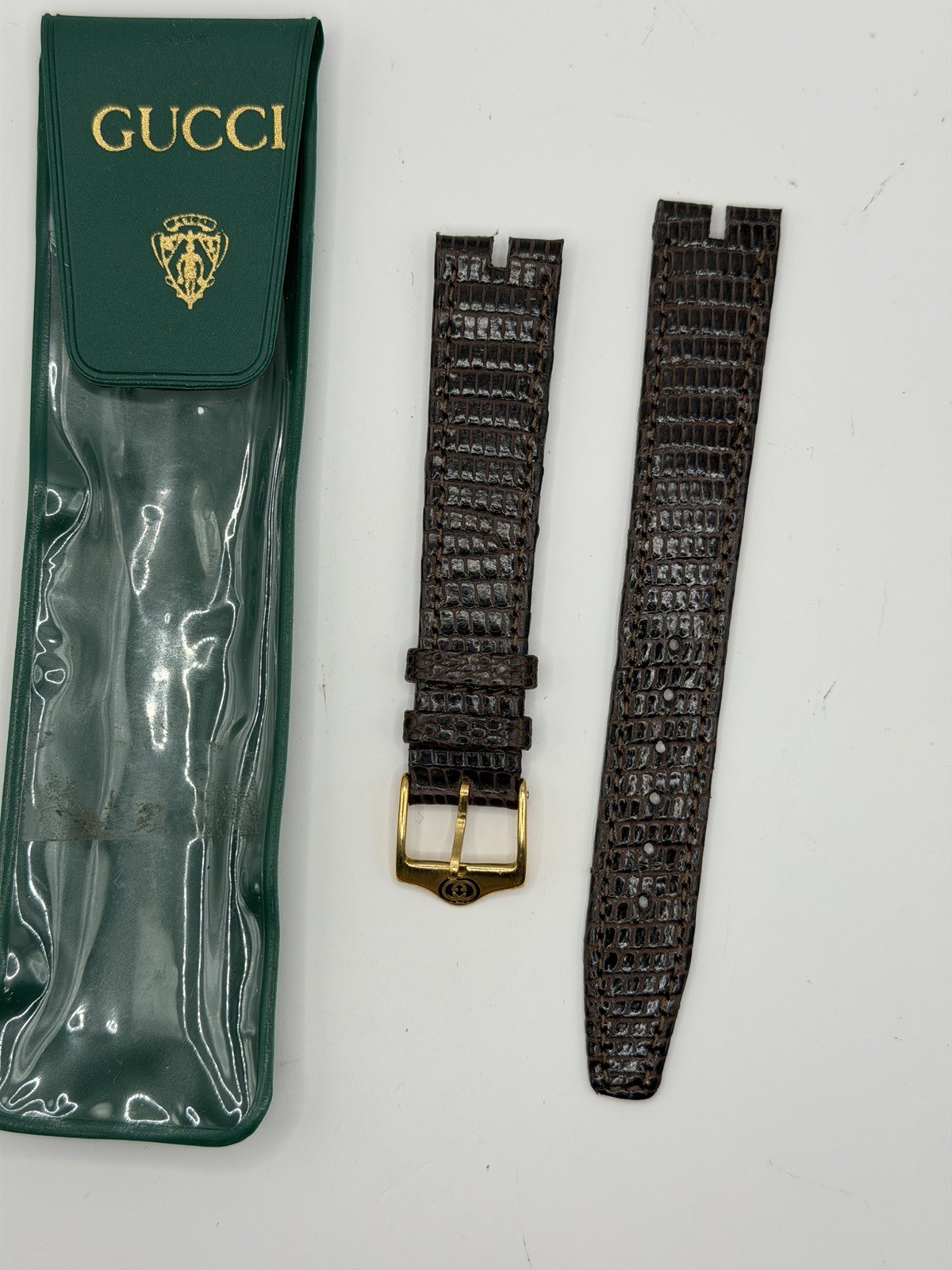 Gucci Dark Brown Lizard Leather Watch Strap 16mm OEM #GS129