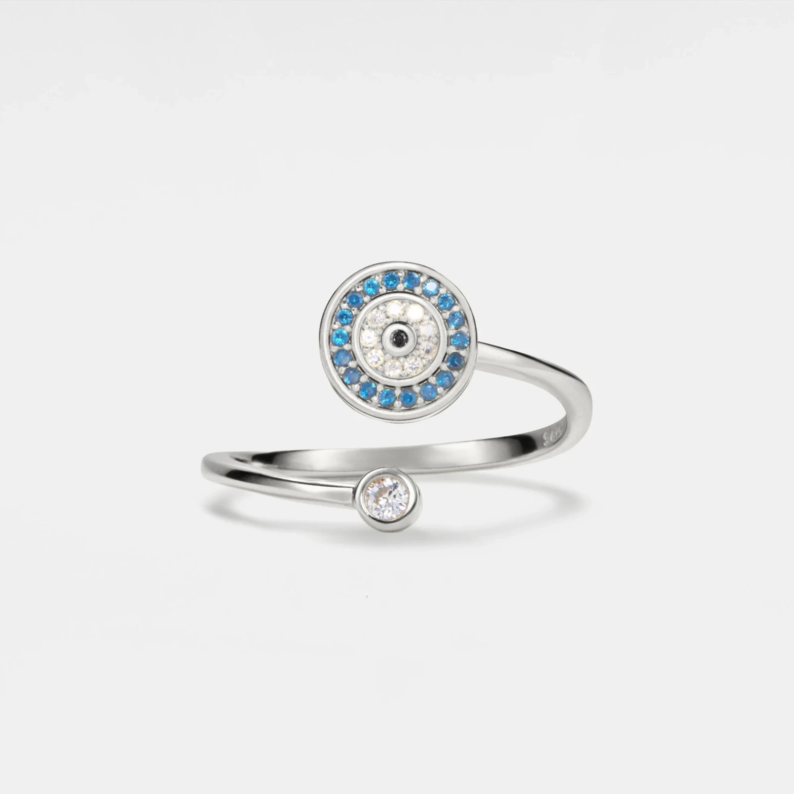 Evil Eye Anxiety Fidget Spinner Ring in 925 Sterling Silver