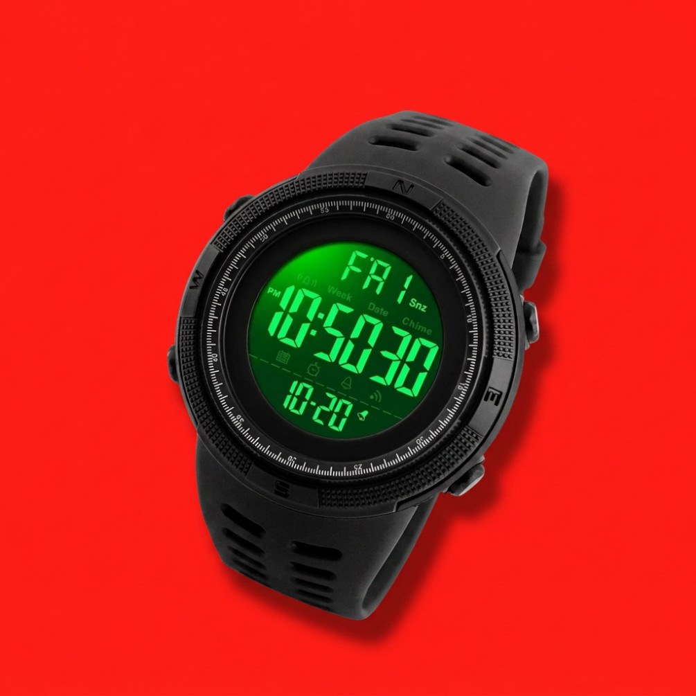 Men’s Digital Watch Army Military Sport Digital Black Silicone Strap Wristwatch