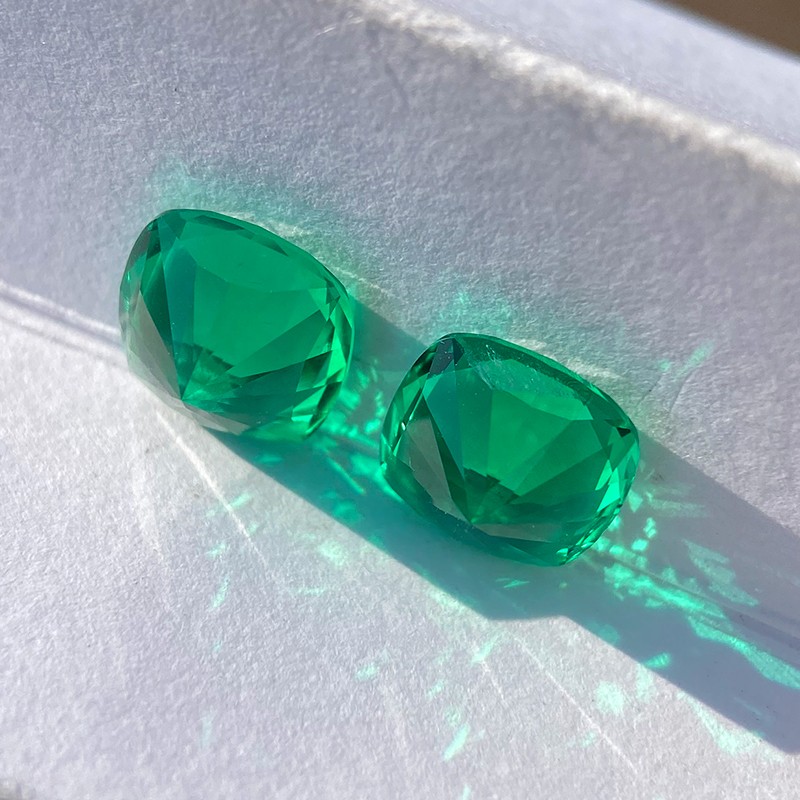 AGL Lab Grown Cushion Colombian Emerald Stone with Inclusions for Jewelry Making