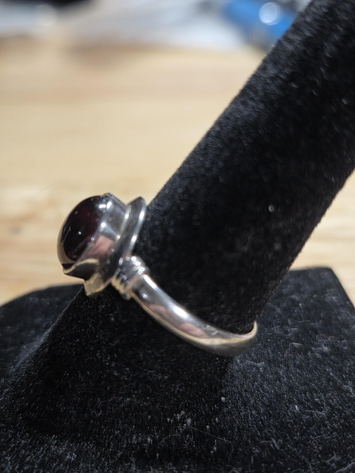 925 Sterling Silver Garnet Cabochon Ring Size 7 Artisan 2.91g