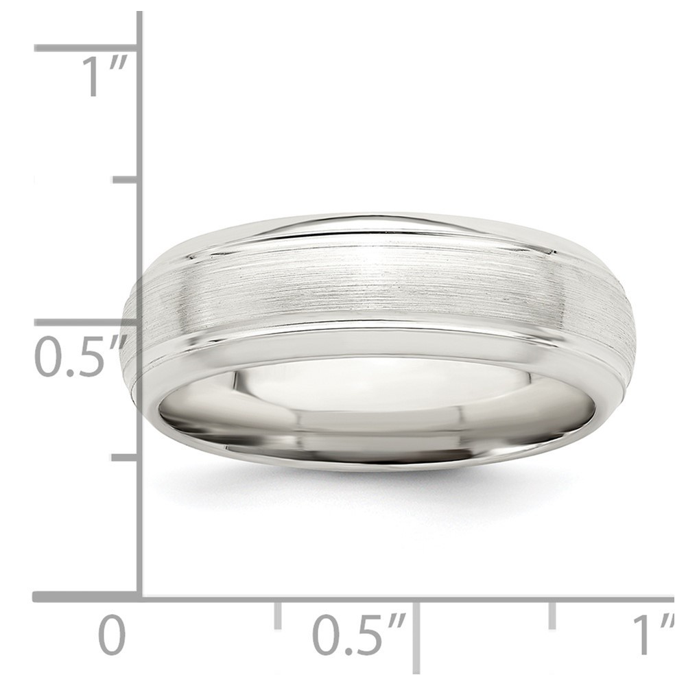 Sterling Silver 6mm Domed with Grooved Beveled Edge Fancy Band Ring Size 12