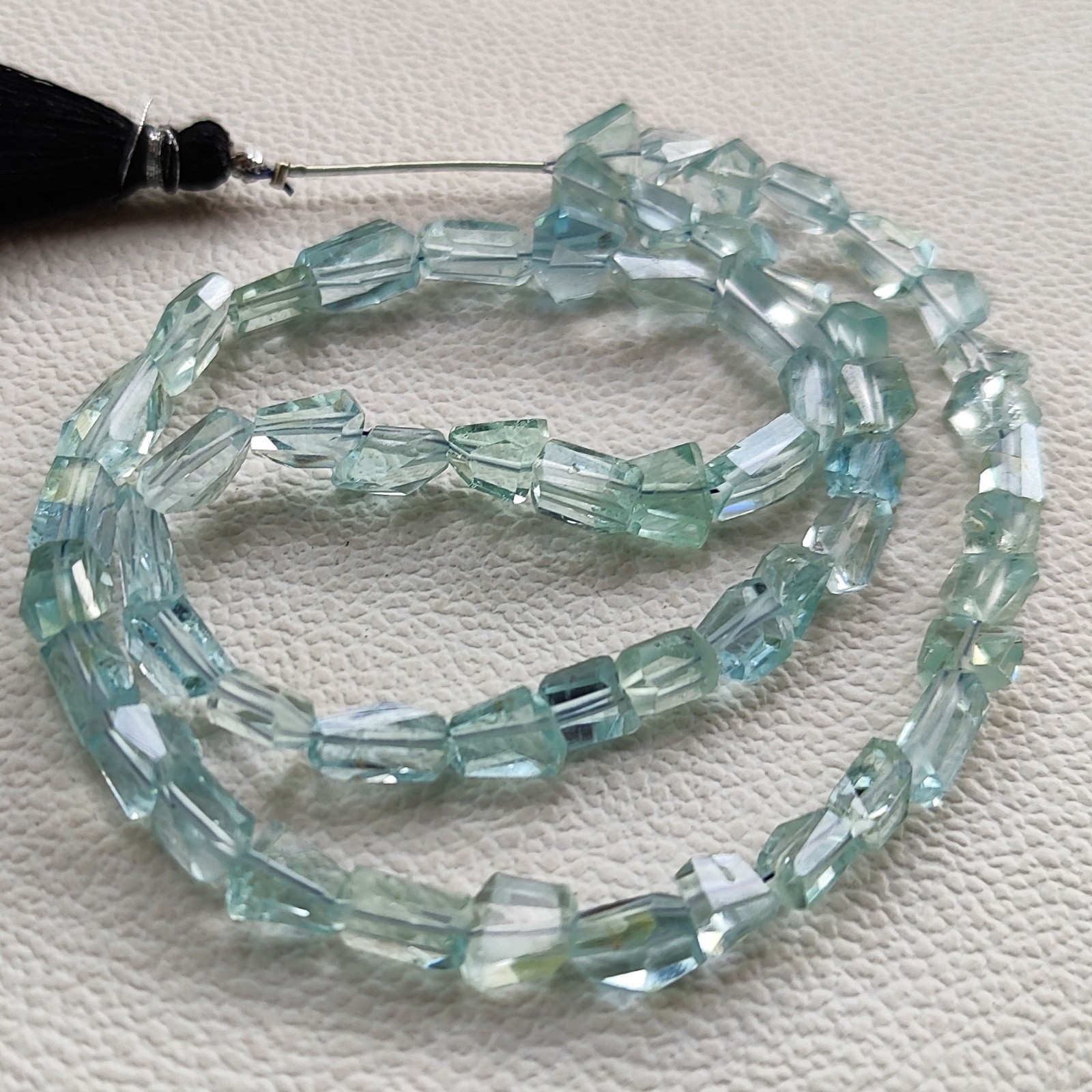 Natural Blue Aquamarine Faceted Nugget Beads 7-9mm 16″ Strand Brazil Jewelry DIY