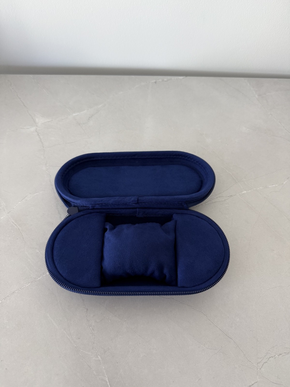Grand Seiko Zip Watch Case Travel Pouch Blue Suede Clamshell