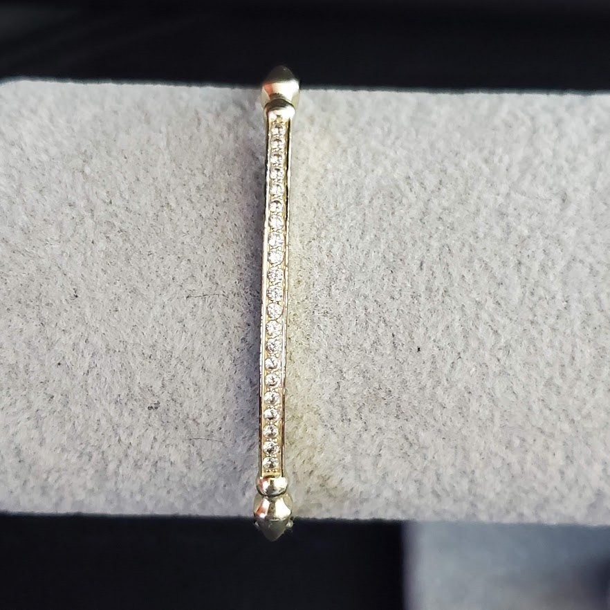 Kendra Scott Gold Tone Pave Crystal Bar Adjustable Slider Bolo Bracelet