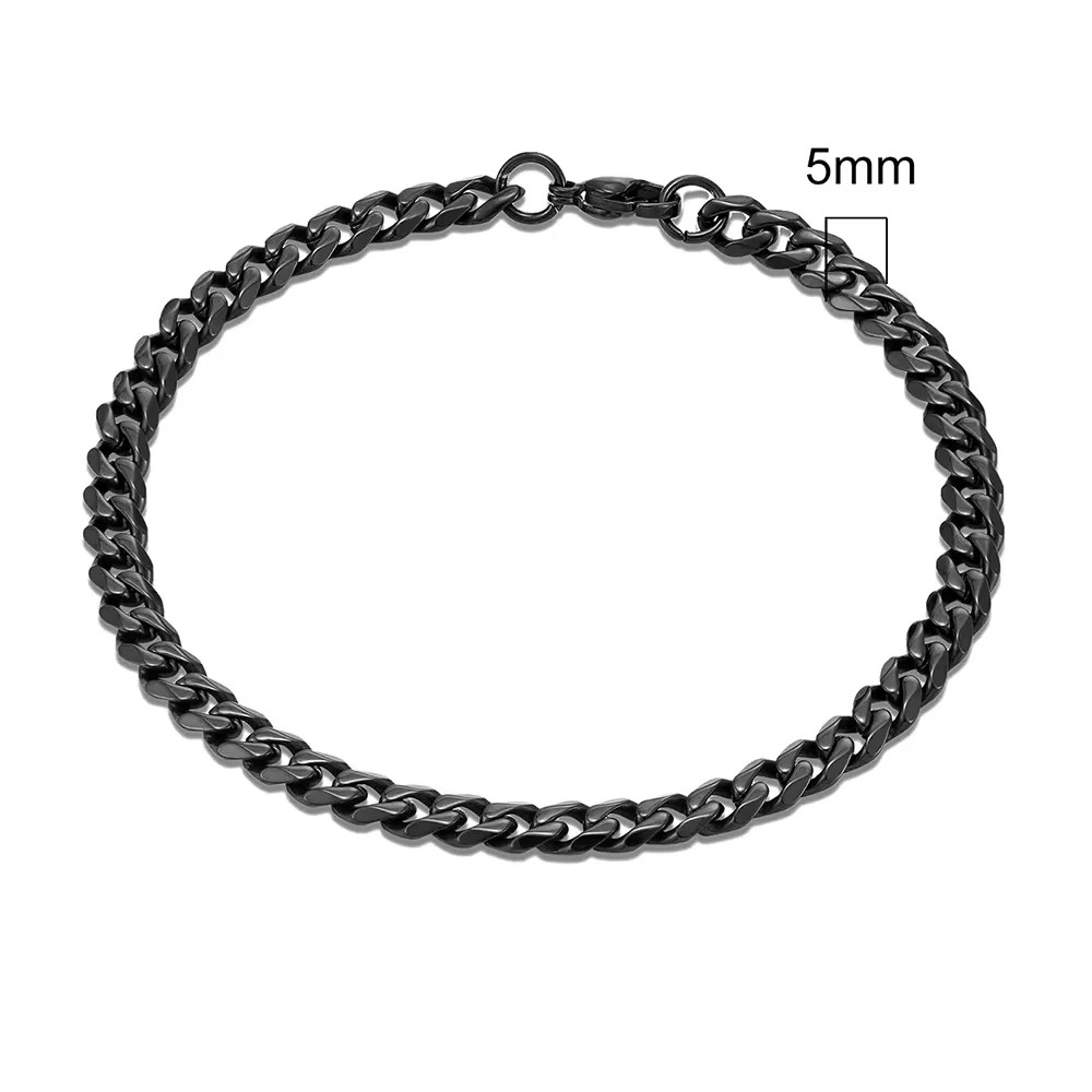 3-11mm Punk Rock Stainless Steel Curb Cuban Link Chain Bracelet For men Women