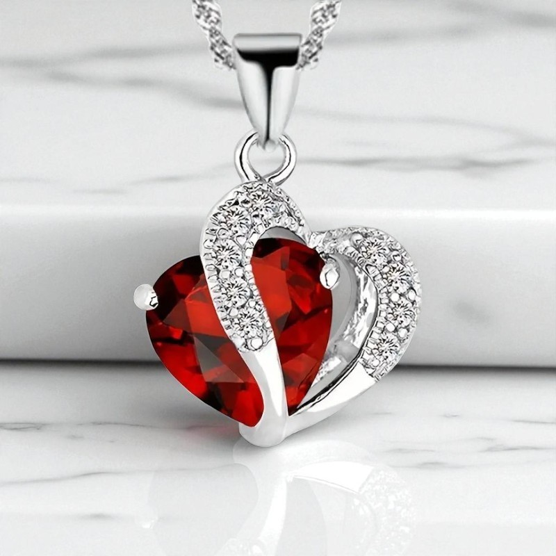 Women’s Double Heart Austrian Crystal Pendant Nacklace Jewelry Gift