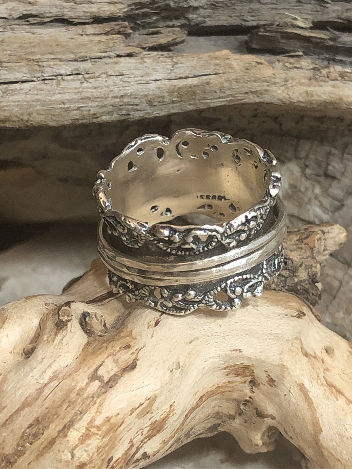 PZ Paz Creations 925 Sterling Spinner Swirl Open Work Ring 8.8g, 8s ISRAEL