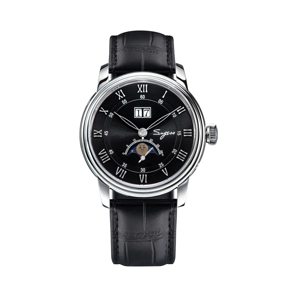 Sugess Moonphase 40MM Automatic Mechanical ST2528 Movement Blue Sandstone Dial