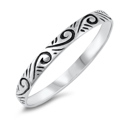 Ring Genuine Sterling Silver 925 Oxidized Finish Height 3 mm Sizes 3 – 10
