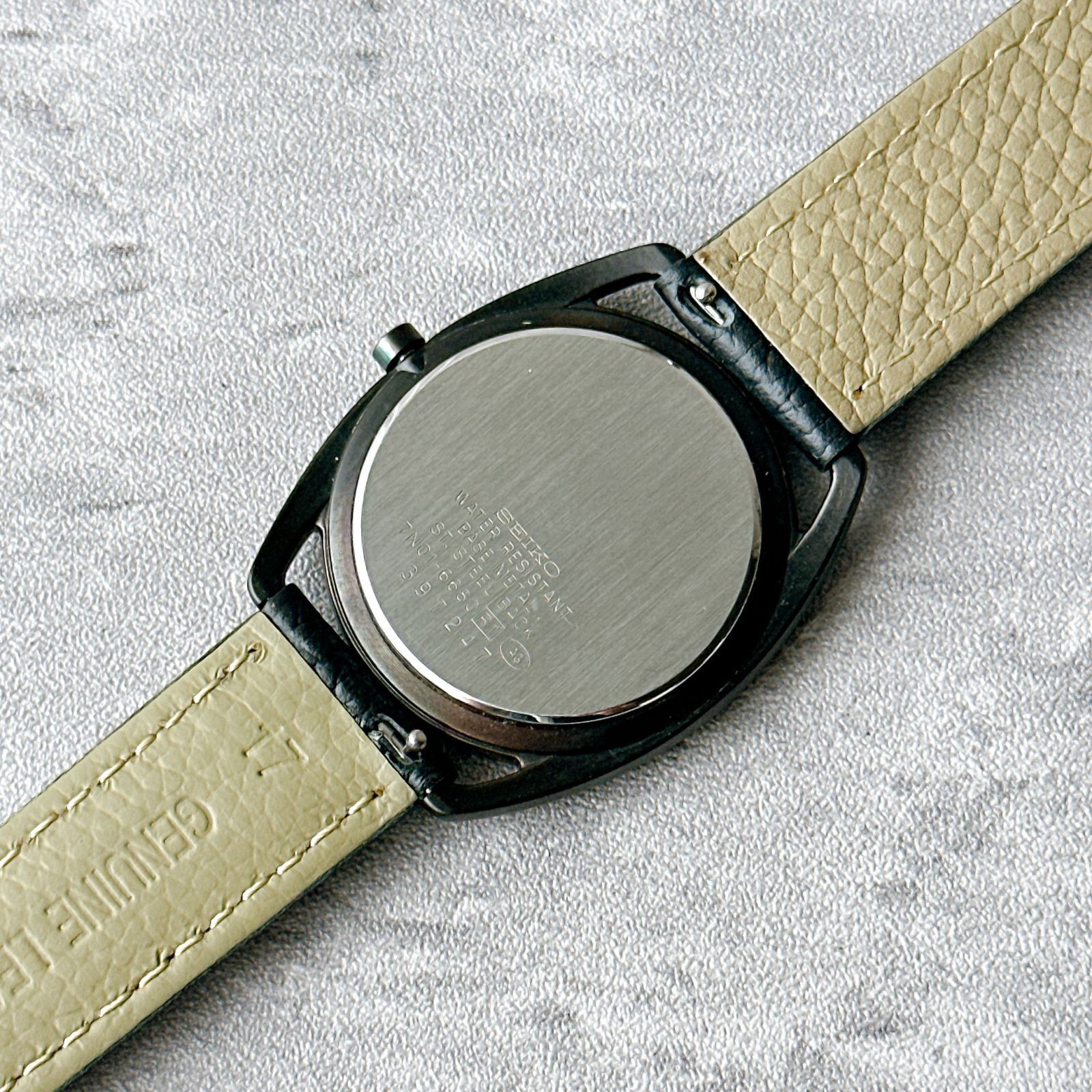 SEIKO AVENUE 7N01 6680 black case white dial men’s quartz minimal leather belt v