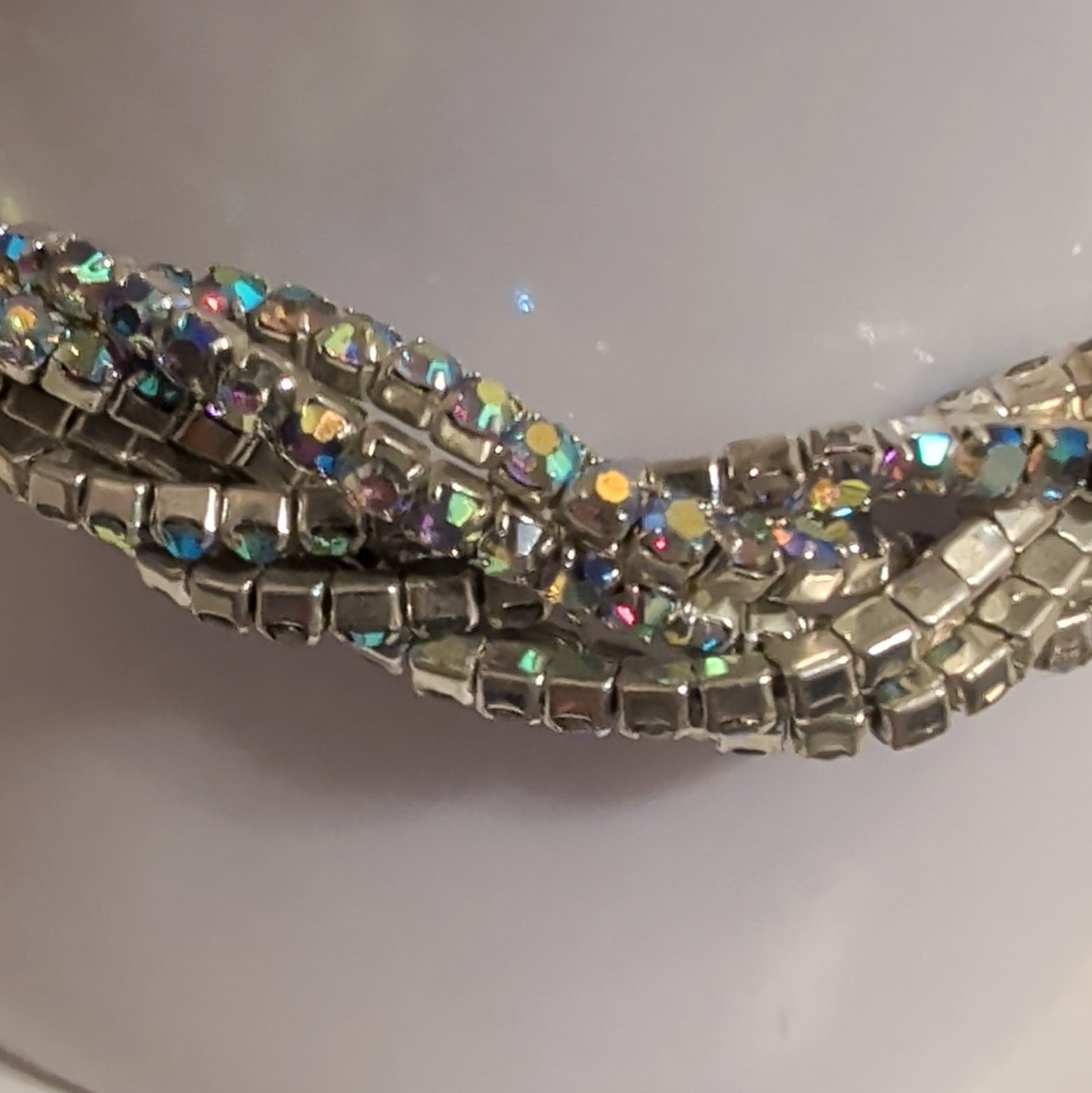 Silver-Tone Crystal Rhinestone Multi-Strand Wrap Stackable Bracelet No Closure