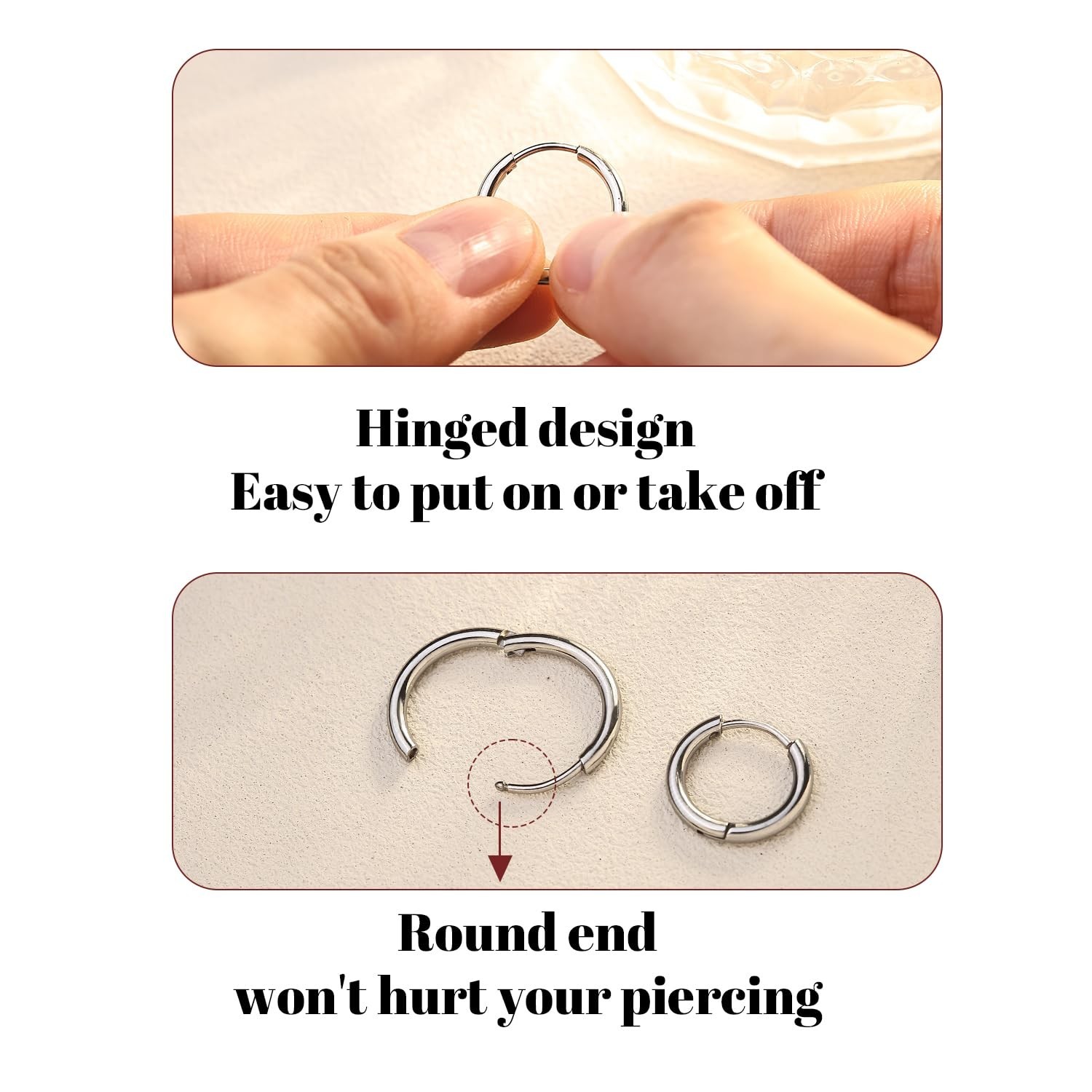 316L Surgical Steel Huggie Hoop Earrings | Dainty Pave Cubic Zirconia Cartila…