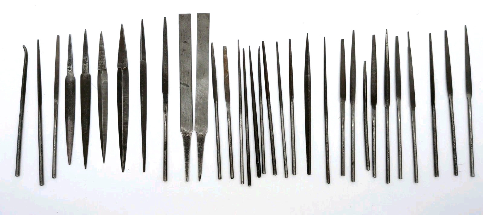 LOT OF 32: Vintage Jewelry Jeweler Watchmaker Precision METAL FILES ALL AM SWISS