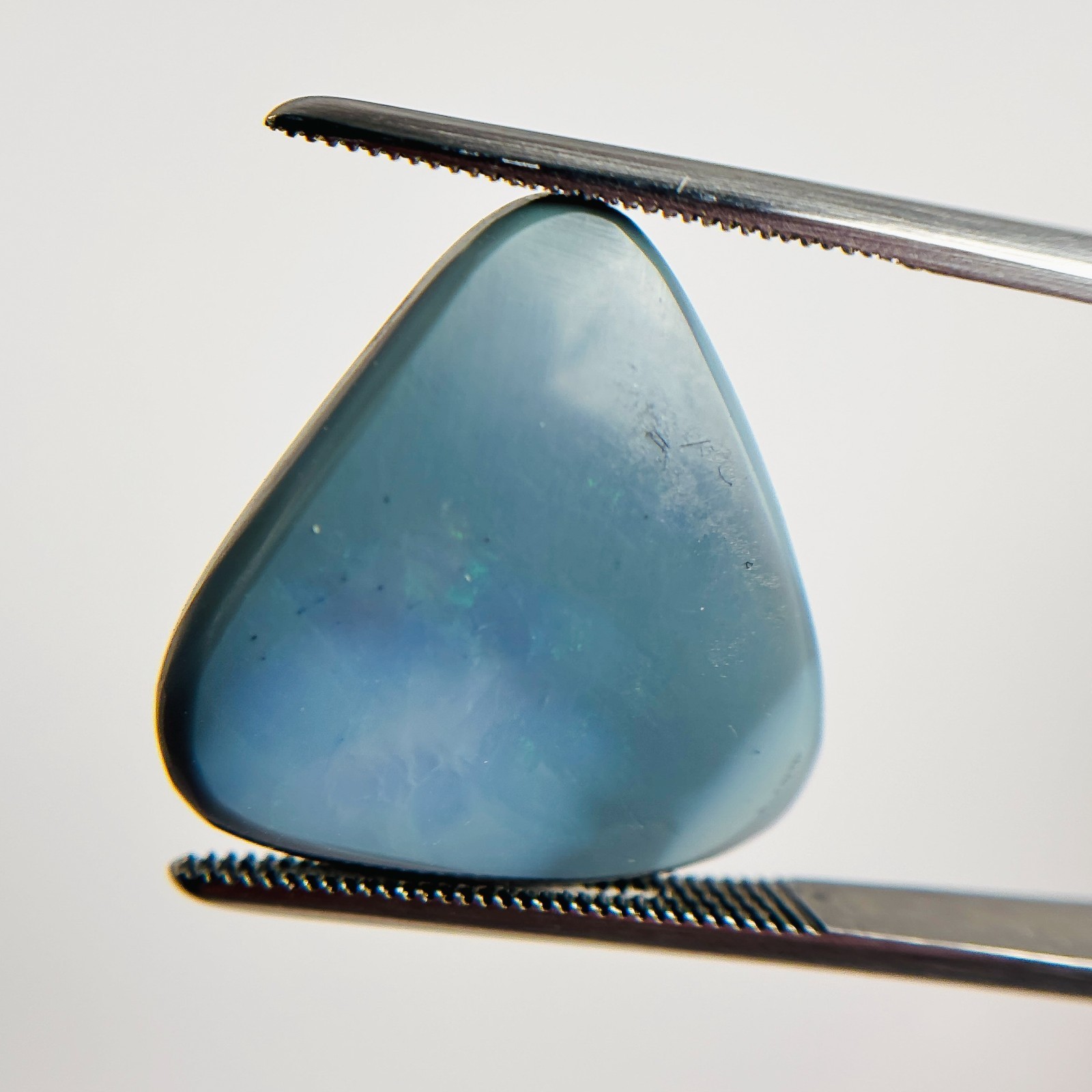 Semi Black Opal Green Multicolour 20x19x5 Cabochon Triangle 10.95 Carat OPAL136