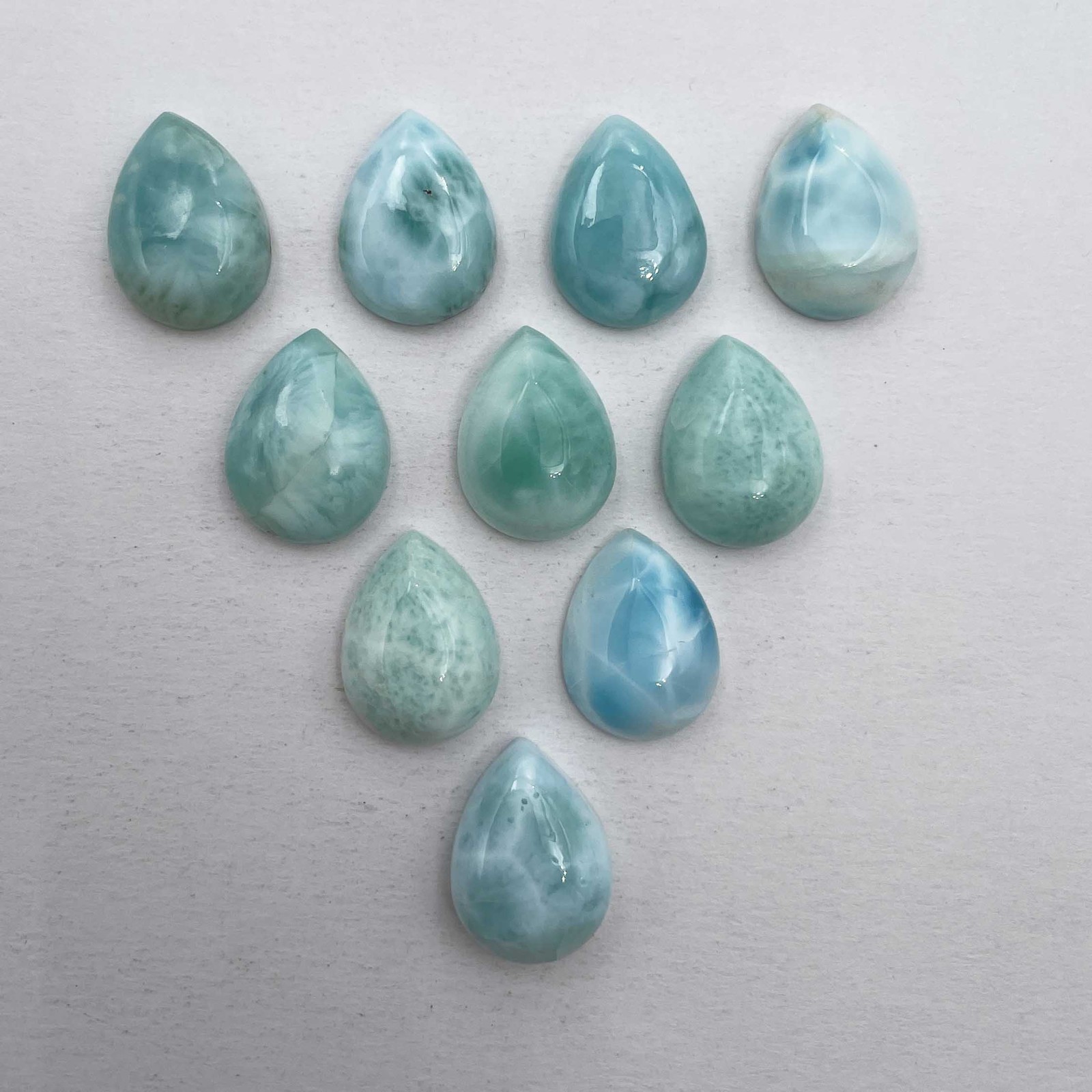 Natural Larimar Pear Cabochon Loose Gemstone Lot 11 Pcs 12*16 MM 105 CT