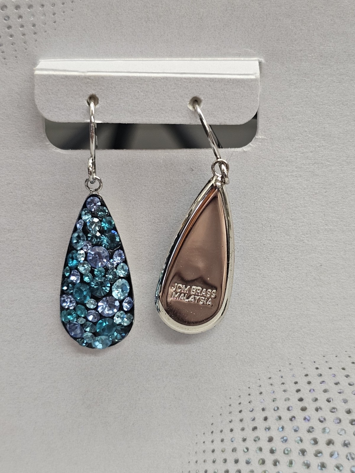 Confetti Fine Silver Plated Genuine Crystal Teardrop Earrings Blue & Aqua – New