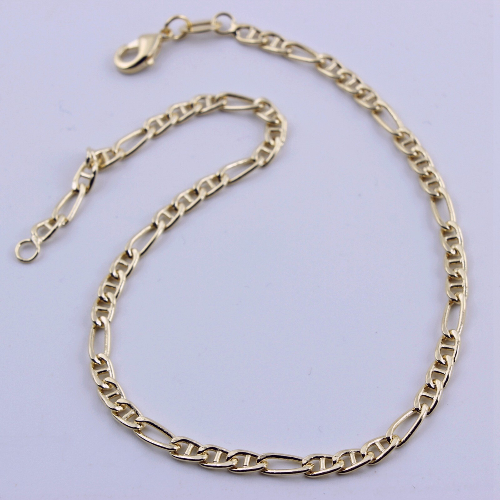 Women Gold Filled 3mm Gold Figaro Chain non-Fade Anklet Foot Bracelet 9.5″