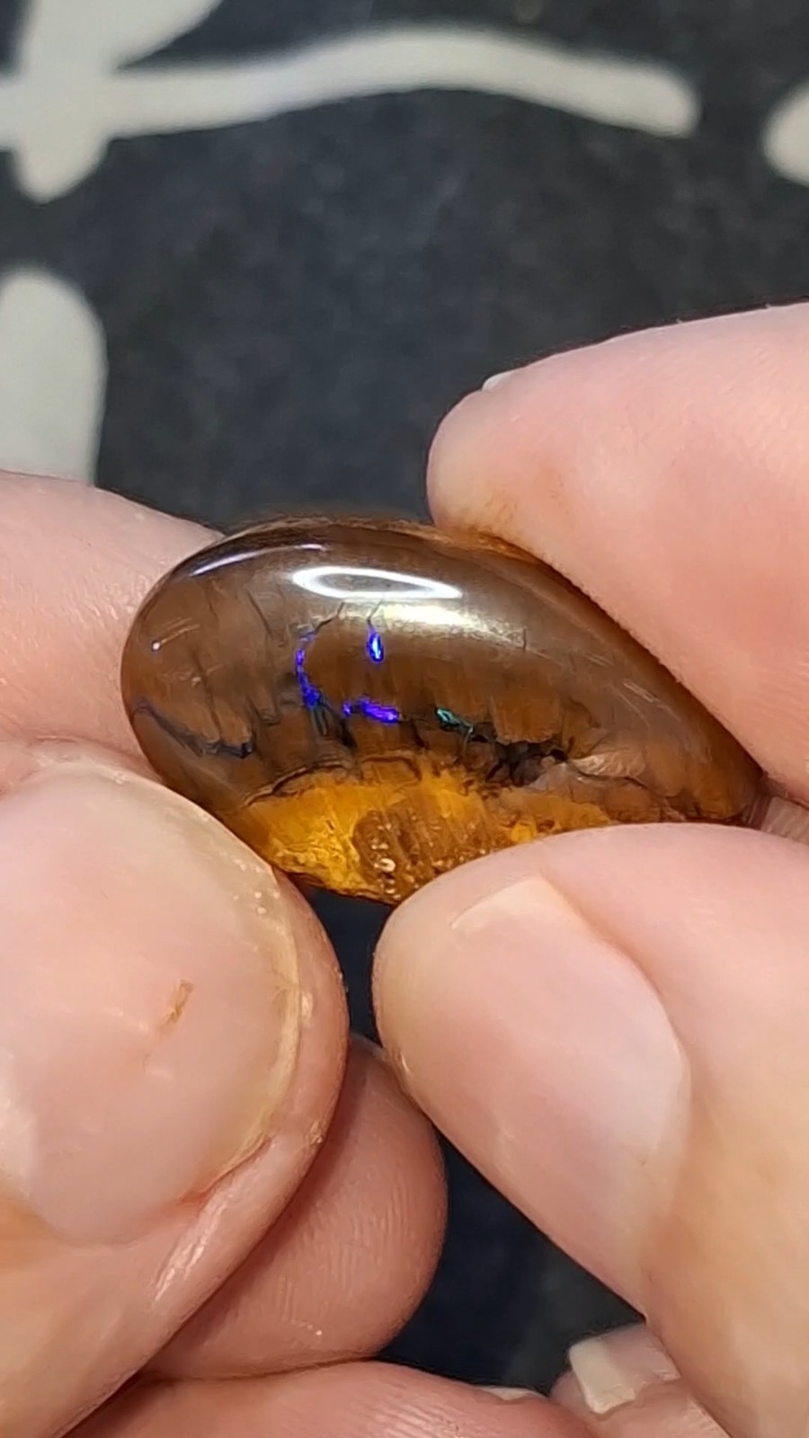 17.9ct Queensland Boulder Opal. Vibrant streaks of bright green & electric blue