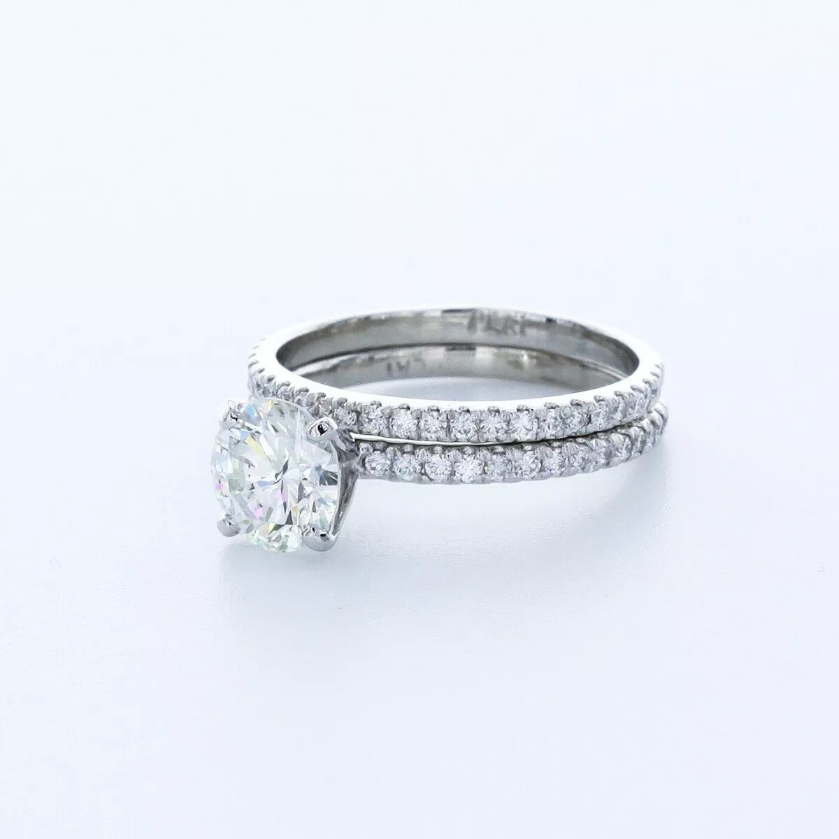 Engagement Ring Set Platinum Petite 2.15 Carat Round Lab-Grown Diamond H VS2