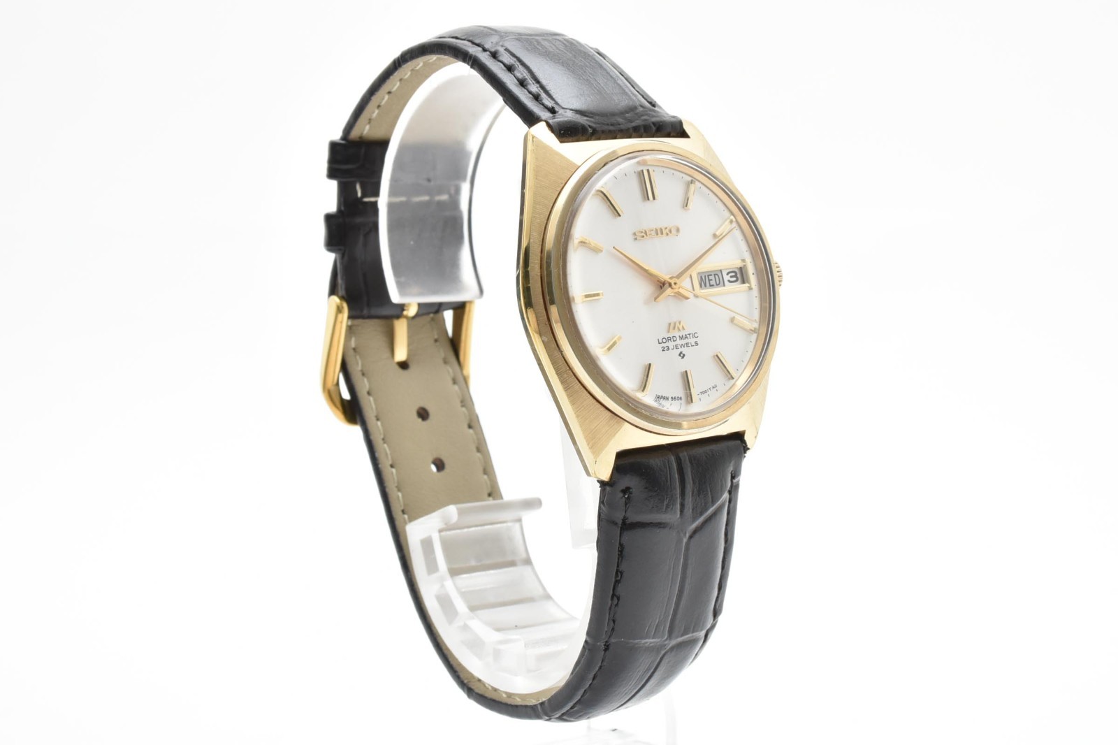 [N MINT ] Vintage SEIKO Lord Matic 5606-7000 Gold 1969 Automatic New Strap