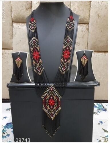 Handmade Necklace Seed Bead Boho American Style Nativ Beaded Multi Strand