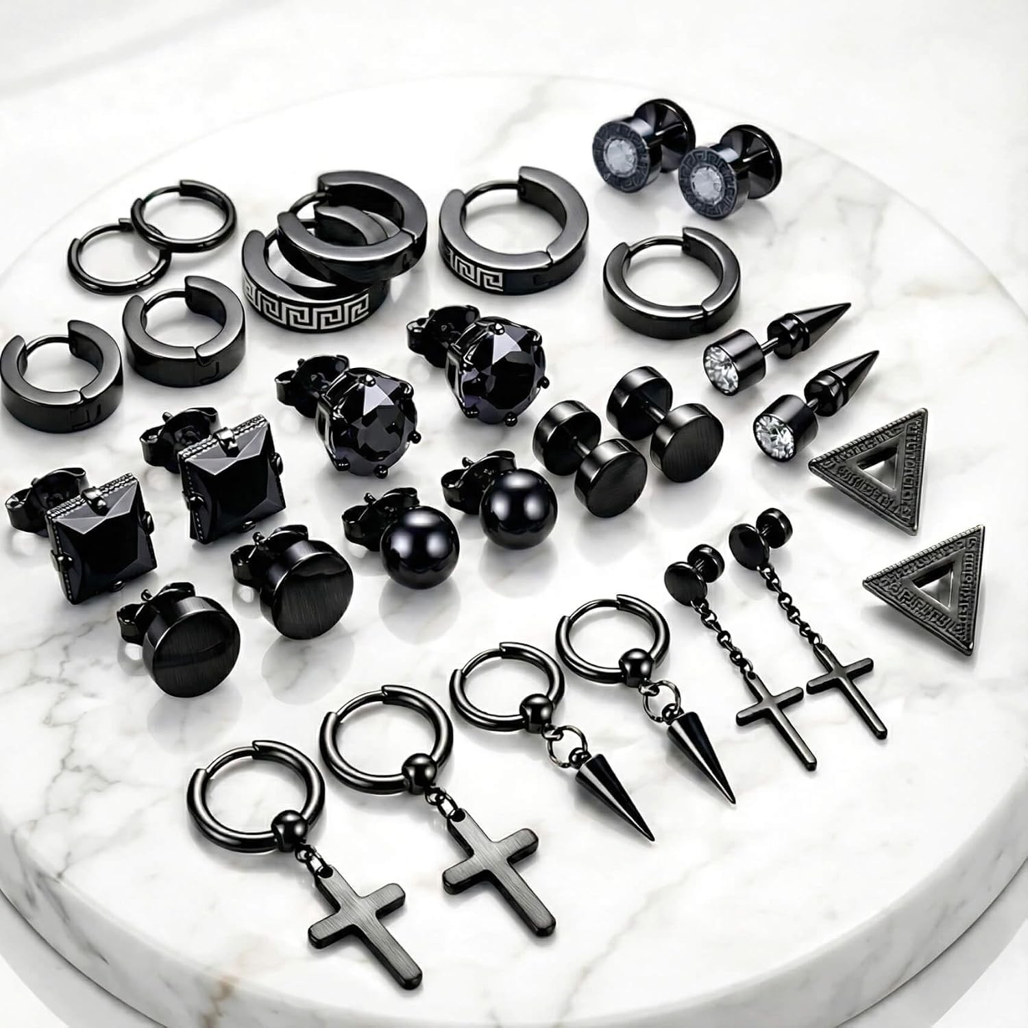 15 Pairs Earrings for Men Stainless Steel Earrings Stud Kit for Men Women Fashi