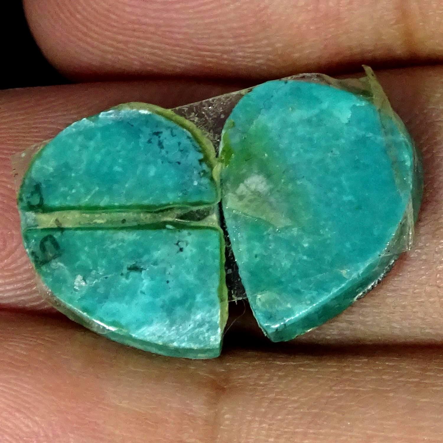 10.40Cts 100% Natural Tibet Turquoise Pair Fancy Cabochon 11X15X3MM
