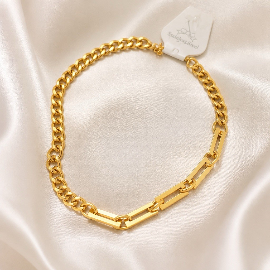 Trendy Necklace Gold Colored Block Pendants Choker Women Fashion Jewelry 99-2