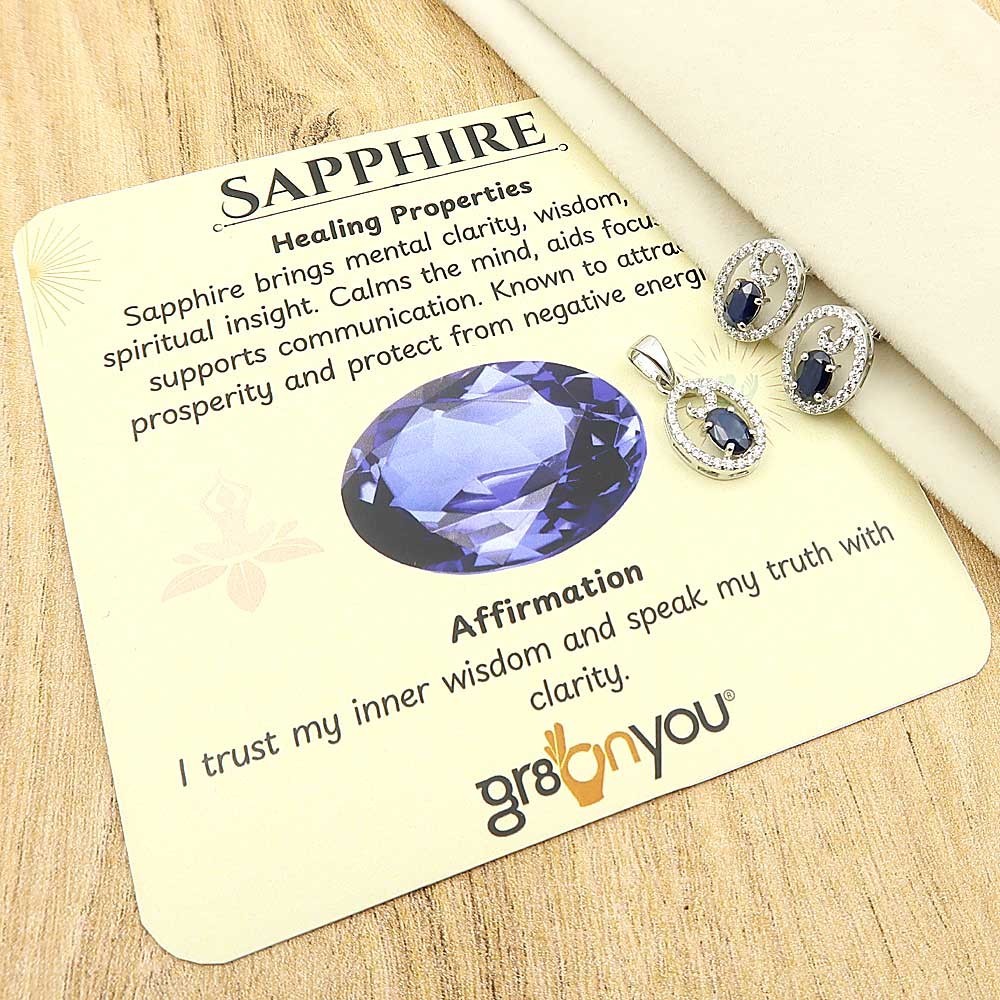 Artisan-Made Perfection | Real Blue SAPPHIRE 925 Sterling Silver Jewellery Set