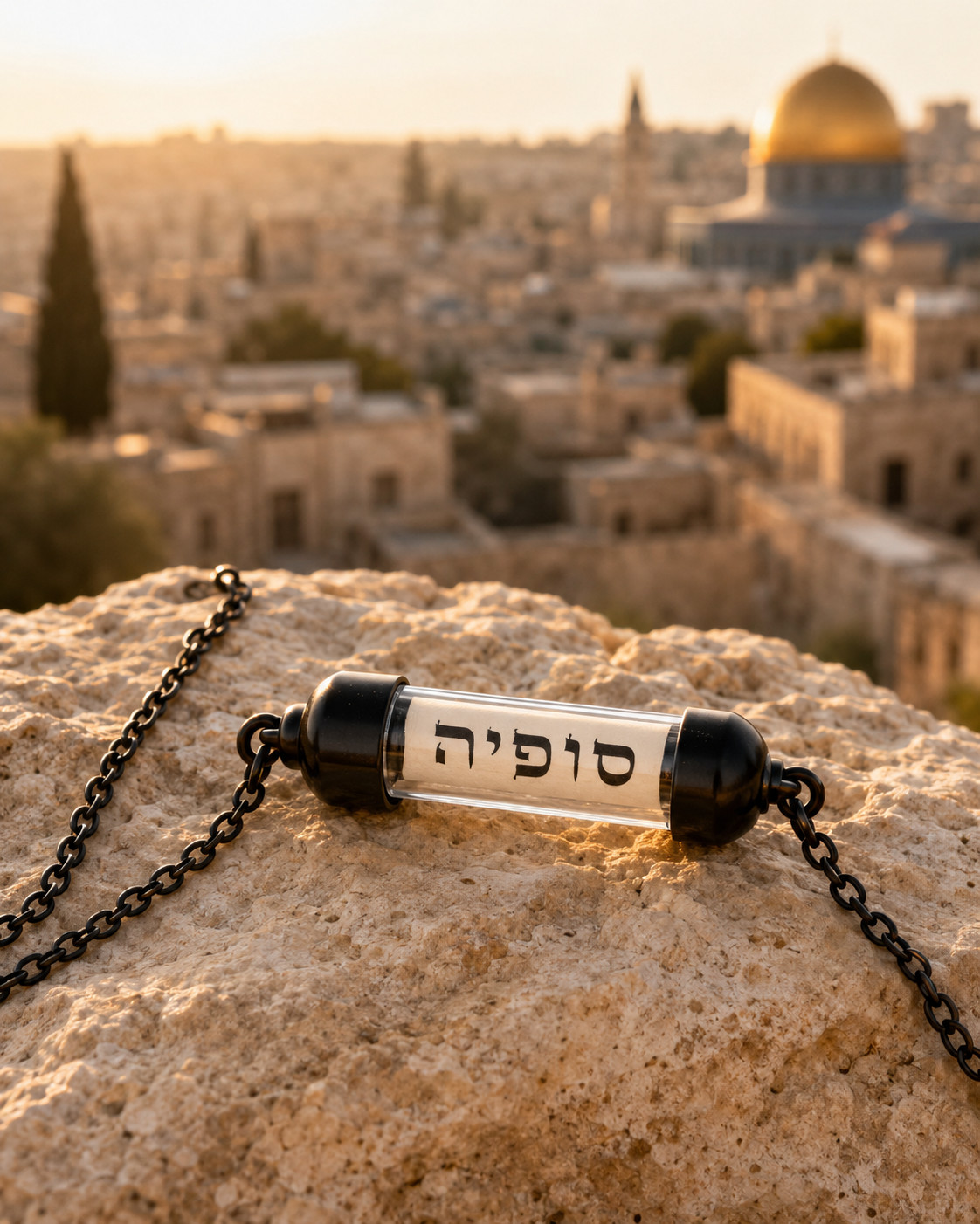 Personalized Hebrew Name Parchment Necklace | Holy Land Gift | Handmade Pendant